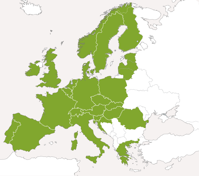 Mapa krajów europejskich